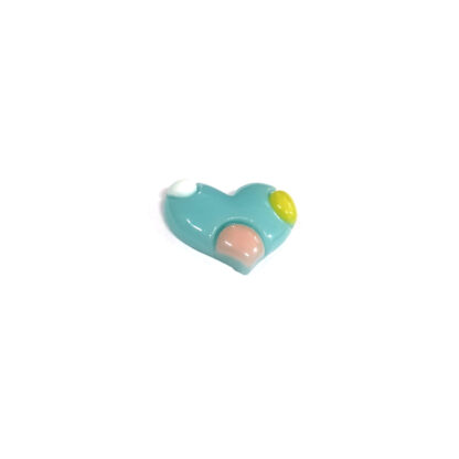 Flat-back green white pink and yellow plastic heart cabochons by piece - size 17 x 23 mm