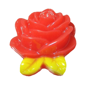Flat-back red and yellow rose cabochons by piece - size 20 mm
