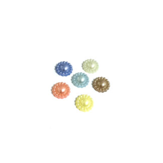 Pearly round flat-back colourful acrylic cabochons - diametre 10 mm - 6 pieces