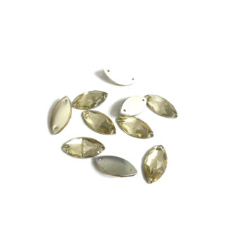 Faceted flat-back yellow eye reflective sew-on rhinestones - size 9 x 18 mm - approximately 10 pieces