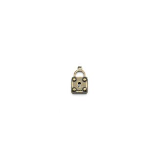 Brass metal Love padlock pendant - size 12 x 21 mm