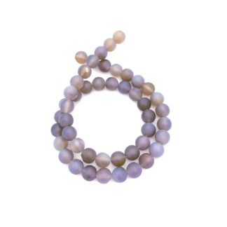 Frosty bluish grey stone beads - diametre 8 mm