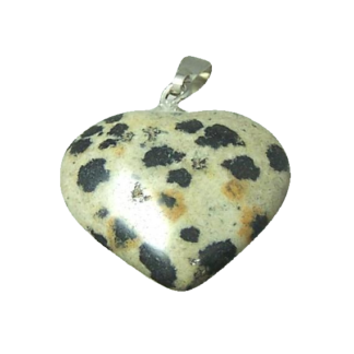 Dalmation heart-shaped stone pendant - size 21 mm