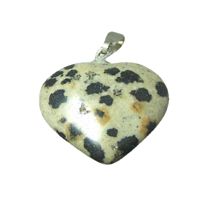 Dalmation heart-shaped stone pendant - size 21 mm