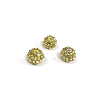 Round yellow porcelain beads with studs - diametre 14 mm - 3 pieces