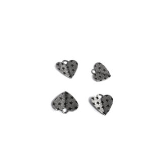 Grey metal stars heart pendants - size 10 x 11 mm - 4 pieces