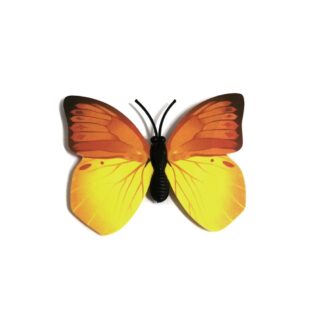 Orange and yellow plastic butterfly with magnet - size 50 x 60 mm