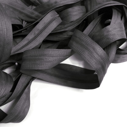 Grey zipper with plastic teeth by metre - width 25 mm