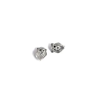 Silvery metal lion head bead - size 9 x 13 mm
