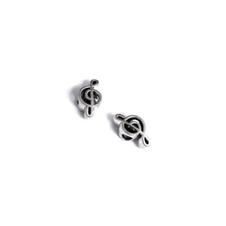 Silvery metal treble clef spacer bead - size 10 x 18 mm