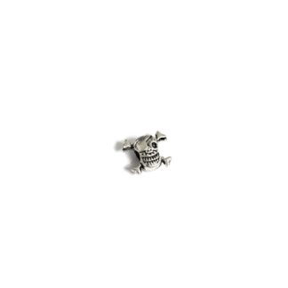 Silvery metal skull bones bead - size 12 x 15 mm