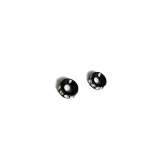 Flat round black spacer beads with clear rhinestone - diametre 10 mm - 3 pieces