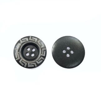 Round dark brown plastic buttons - diametre 23 mm - 3 pieces