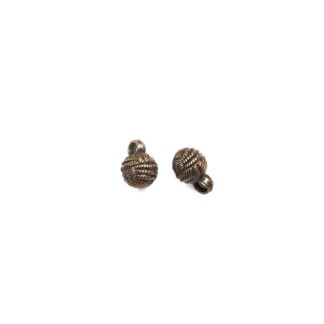 Round brass metallic shank buttons - size 11 x 15 mm - 2 pieces