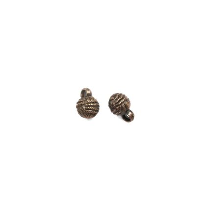 Round brass metallic shank buttons - size 11 x 15 mm - 2 pieces