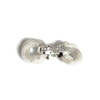 Clear rhinestones silvery metal mesh buckle - size 27 x 62 mm