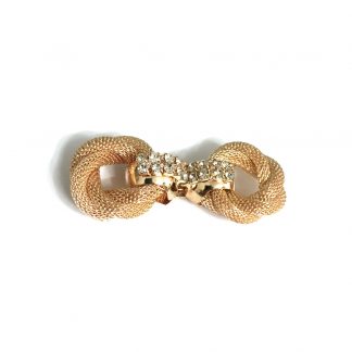 Clear rhinestones golden metal mesh buckle - size 25 x 63 mm