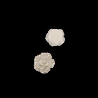 Flat-back white rose with iridescent pink petals cabochons - size 8 x 20 mm - 2 pieces