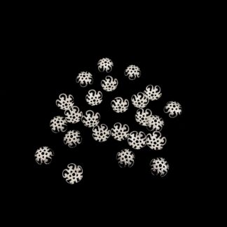Silvery metal flower bead caps - diametre 10 mm - approximately 24 pieces