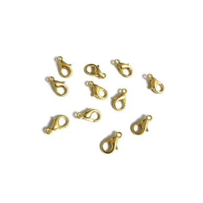 Golden metal lobster clasps - size 6 x 10 mm - 4 pieces