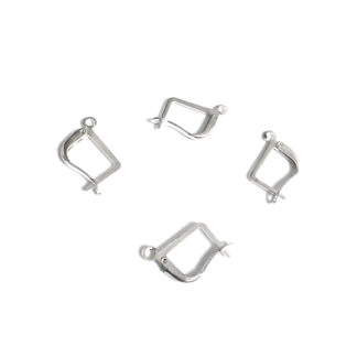 Silvery metal clip-on clasp earring hooks - size 14 x 19 mm - 4 pieces