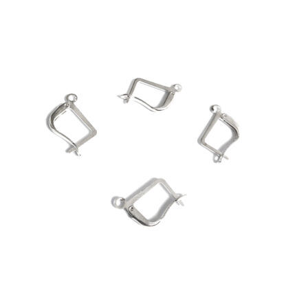 Silvery metal clip-on clasp earring hooks - size 14 x 19 mm - 4 pieces