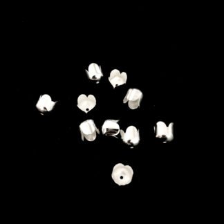 Silvery metal tassel and cord end caps - diametre 8 mm - 10 pieces