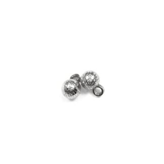 Round silvery metallic plastic shank button - diametre 11 mm - 4 pieces