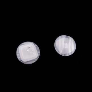 Glittery silvery square face round cream white plastic buttons - diametre 21 mm - 2 pieces