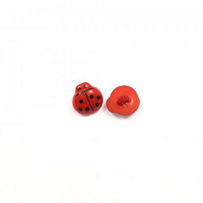 Black dots red ladybug plastic buttons - diametre 15 mm - 10 pieces