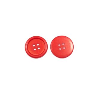 Red round plastic buttons - diametre 23 mm - 4 pieces