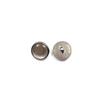 Round cream white dome metallic shank plastic buttons - diametre 20 mm - 2 pieces