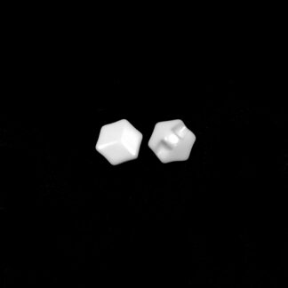 Faceted hexagonal white plastic buttons - size 17 mm - 4 pieces