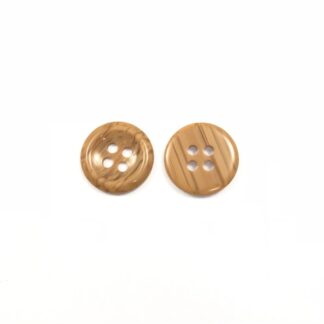 Round yellowish light brown plastic buttons - diametre 22 mm - 3 pieces