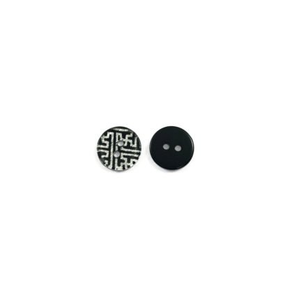 Round silvery swastika black plastic buttons - diametre 13 mm - 4 pieces