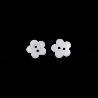 Two-hole flower white plastic buttons - size 17 mm - 4 pieces