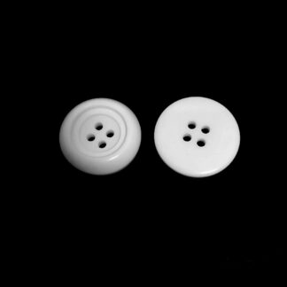 Four-hole round white plastic buttons - diametre 30 mm