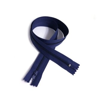Dark blue zipper with plastic teeth and metal slider - length 60 cm