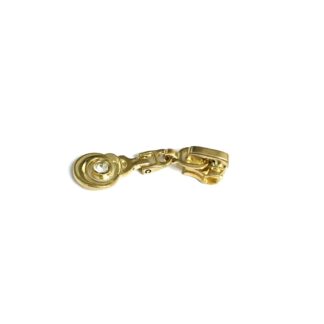 Golden metal zipper slider with clear rhinestone - size 5B
