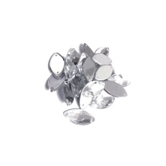 Faceted eye flat-back silvery sew-on rhinestones - size 7 х 15 mm - 10 pieces