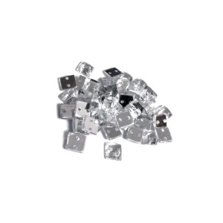 Faceted square flat-back silvery sew-on rhinestones - size 6 mm - 10 pieces