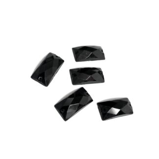 Faceted rectangular flat-back black sew-on rhinestones - size 10 х 20 mm - 5 pieces