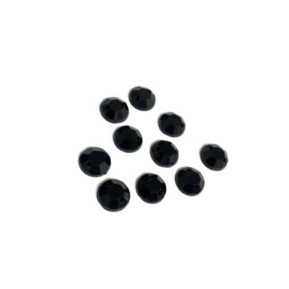 Faceted round flat-back black sew-on rhinestones - diametre 8 mm - 10 pieces