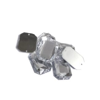 Faceted rectangular flat-back silvery sew-on rhinestones - size 18 х 25 mm