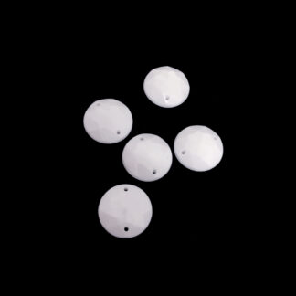 Faceted round flat-back white sew-on rhinestones - diametre 16 mm - 5 pieces