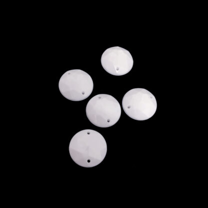 Faceted round flat-back white sew-on rhinestones - diametre 16 mm - 5 pieces