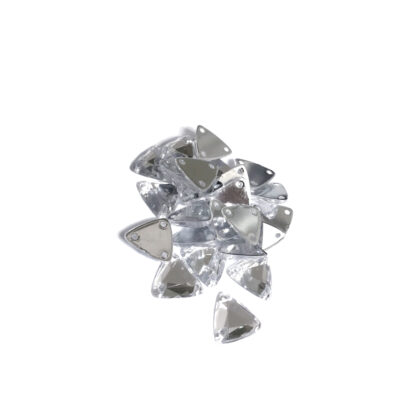 Faceted triangular flat-back silvery sew-on rhinestones - size 11 mm - 10 piece