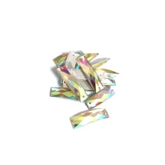 Faceted rectangular flat-back iridescent yellow sew-on rhinestones - size 7 х 25 mm - 5 pieces