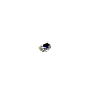 Silvery metal claws cup faceted oval clear and dark blue sew-on rhinestones - size 8 x 10 mm