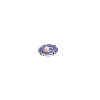 Silvery metal claws cup faceted oval violet sew-on rhinestone - size 12 x 17 mm